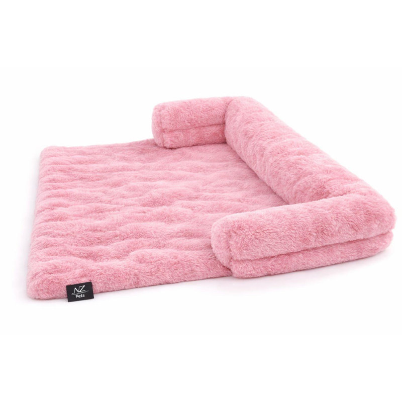 Super Soft Plush Square Sofa Pet Bed, 75 x 75 x 13 Cm, Pink