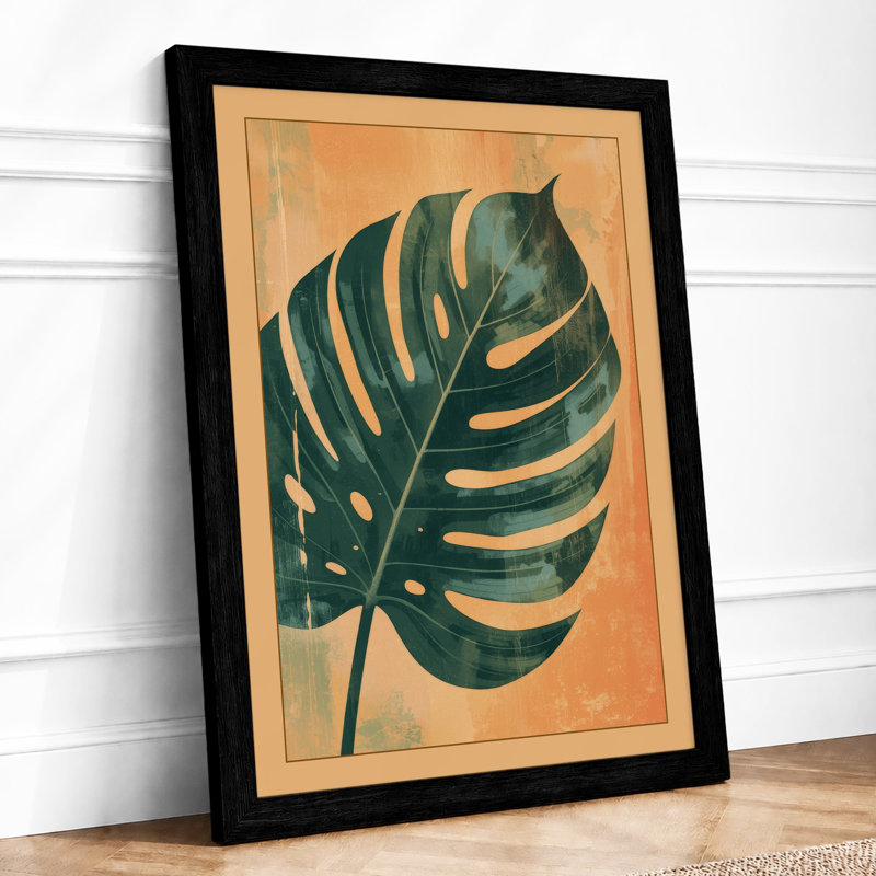 Monstera Leaf In Gold Botanical - Print, A2 - 59.4 x 42.0 cm, Black