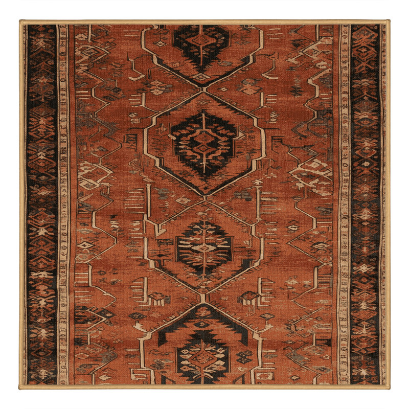 Tapis brun turc lavable à la machine, Carré 5 pi