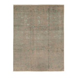 Floral Area Rug in Tan/Mint