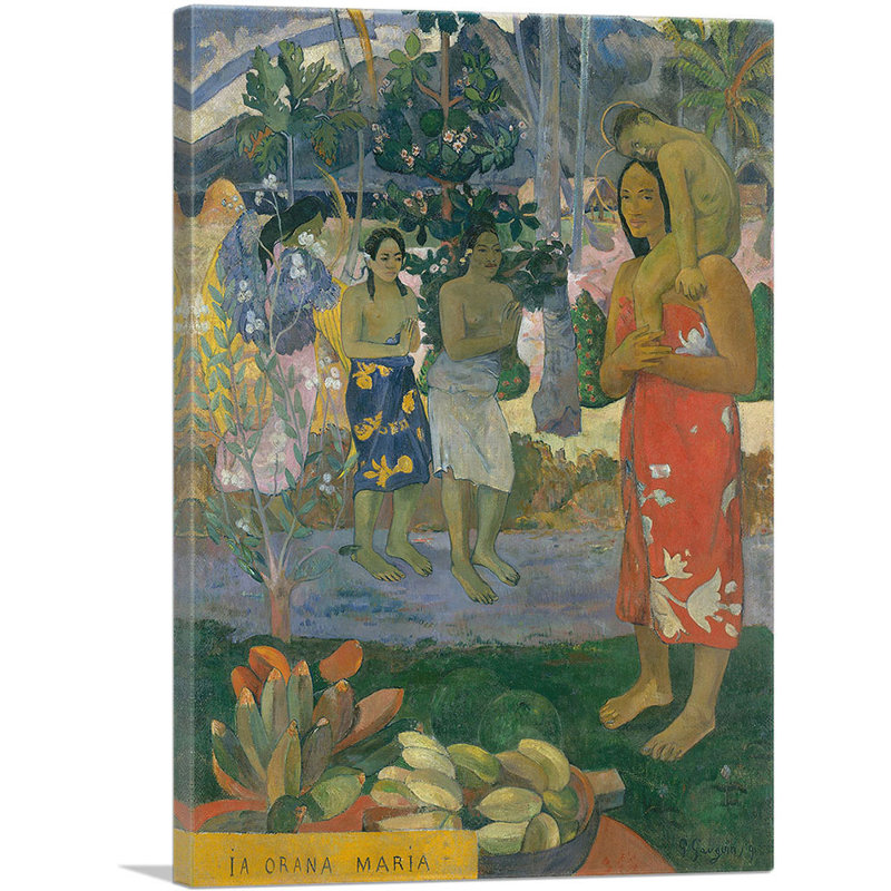 Ia Orana Maria - Hail Mary 1891 par Paul Gauguin - reproduction d'art sur toile tendue, H 26 po x l 18 po x 1,5 po