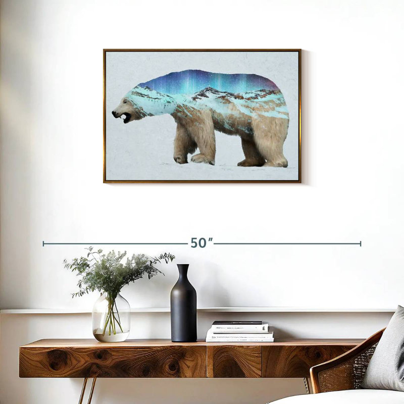 L'ours polaire arctique, Cadre flottant doré, 31 po x 21 po