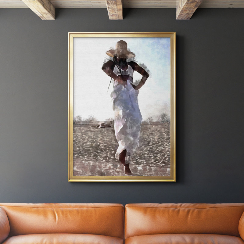 «Her Dance I», toile encadrée de qualité supérieure - prête à être accrochée, H 42,5 po x l 30,5 po x P 1 po, Or