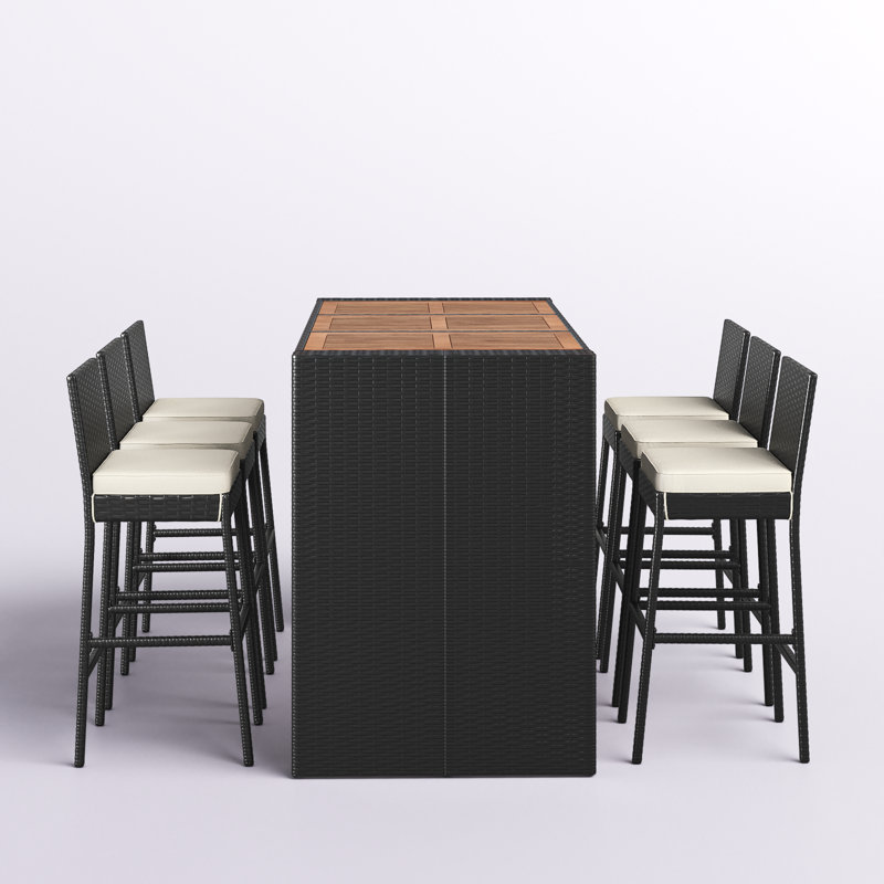 Arayla Rectangular 6 - Person 73" Long Bar Height Dining Set with Cushions