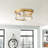 2-Lamp Clear Stone patterned Glass Gold Adjustable Ceiling Light