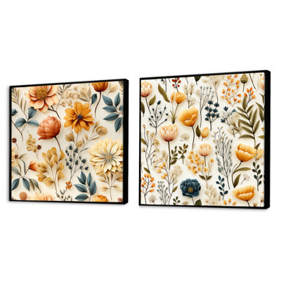 Corentin - Ensemble de 2 collages carrés botaniques abstraits