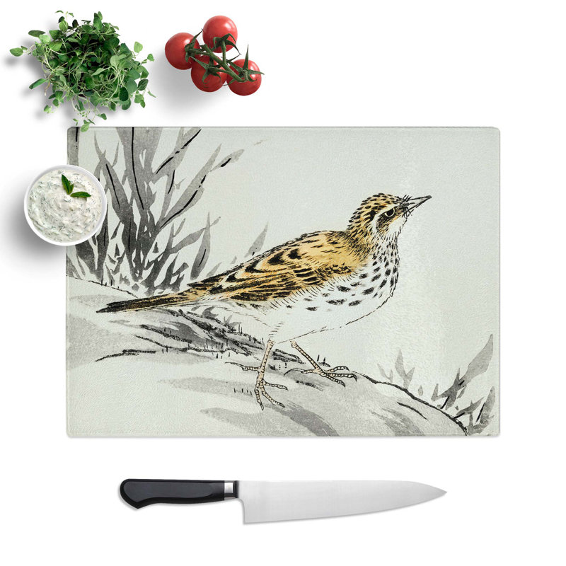 Tempered Glass Chinese Tree-Pipit Chopping Board, 39 cm W x 28.5 cm L