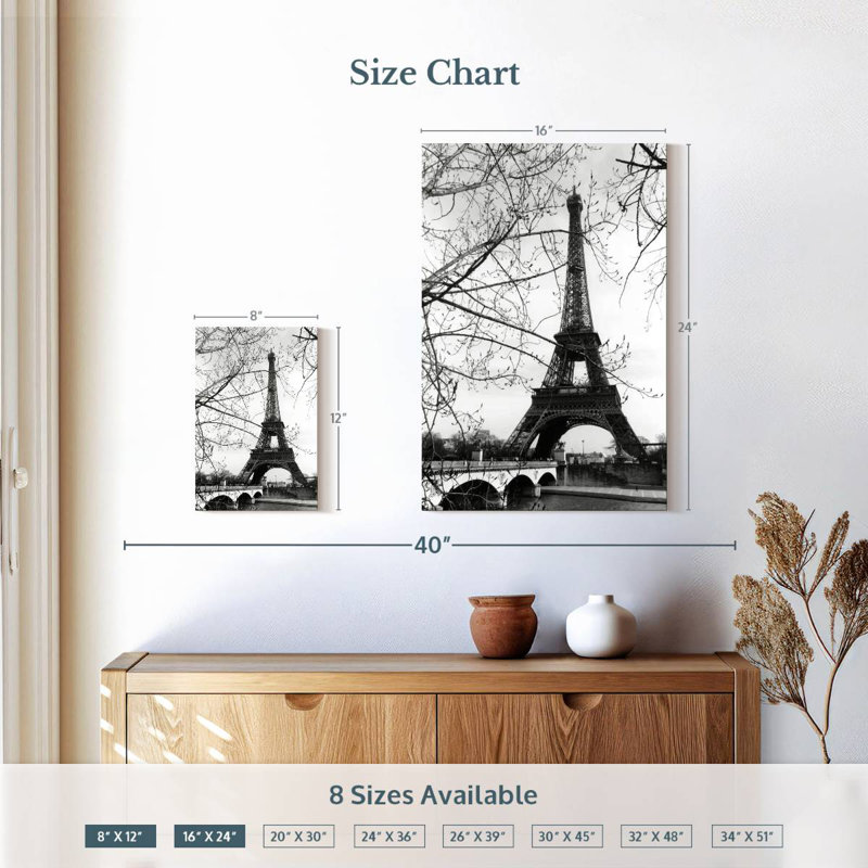 Tour Eiffel le long de la seine, H 12 po x l 8 po