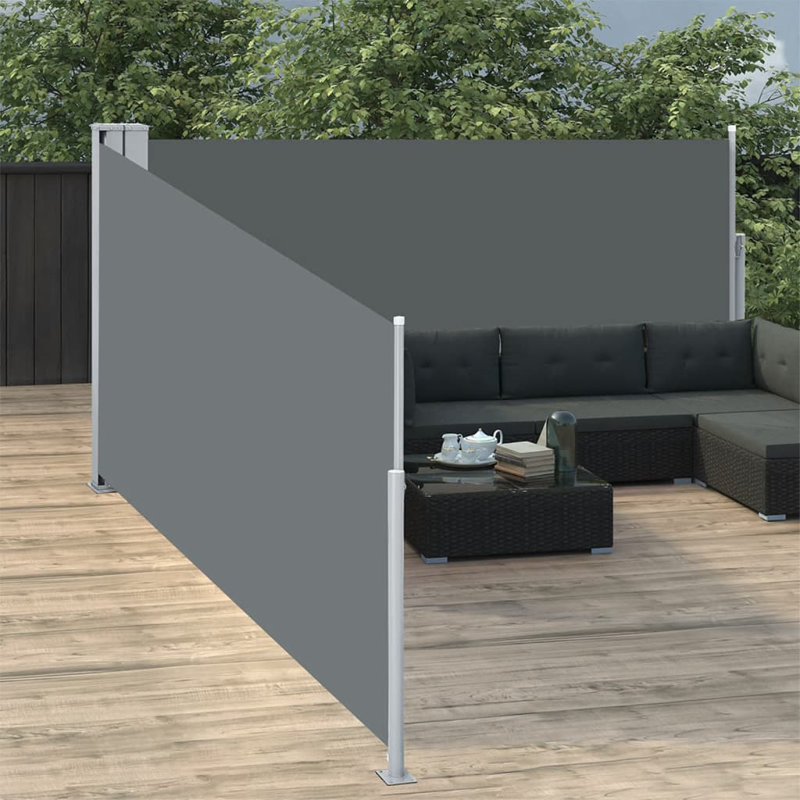 Dakota Fields 1000cm W x 0.285cm D Fabric Cover Motorised Retractable Side Awning, Anthracite, 100cm H x 1000cm W
