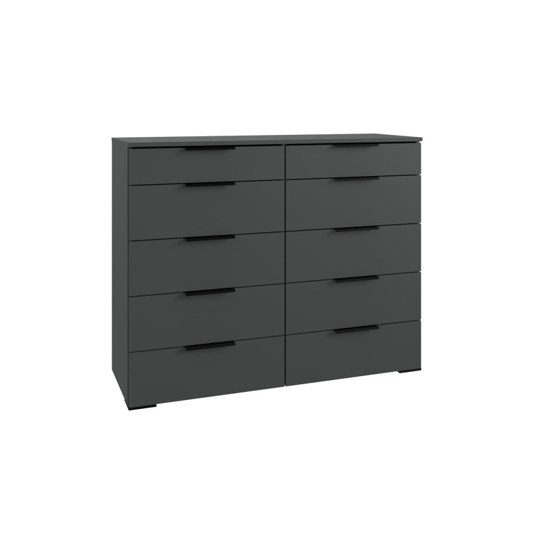 Germinia 116cm W 10 - Drawer Chest of Drawers, Black