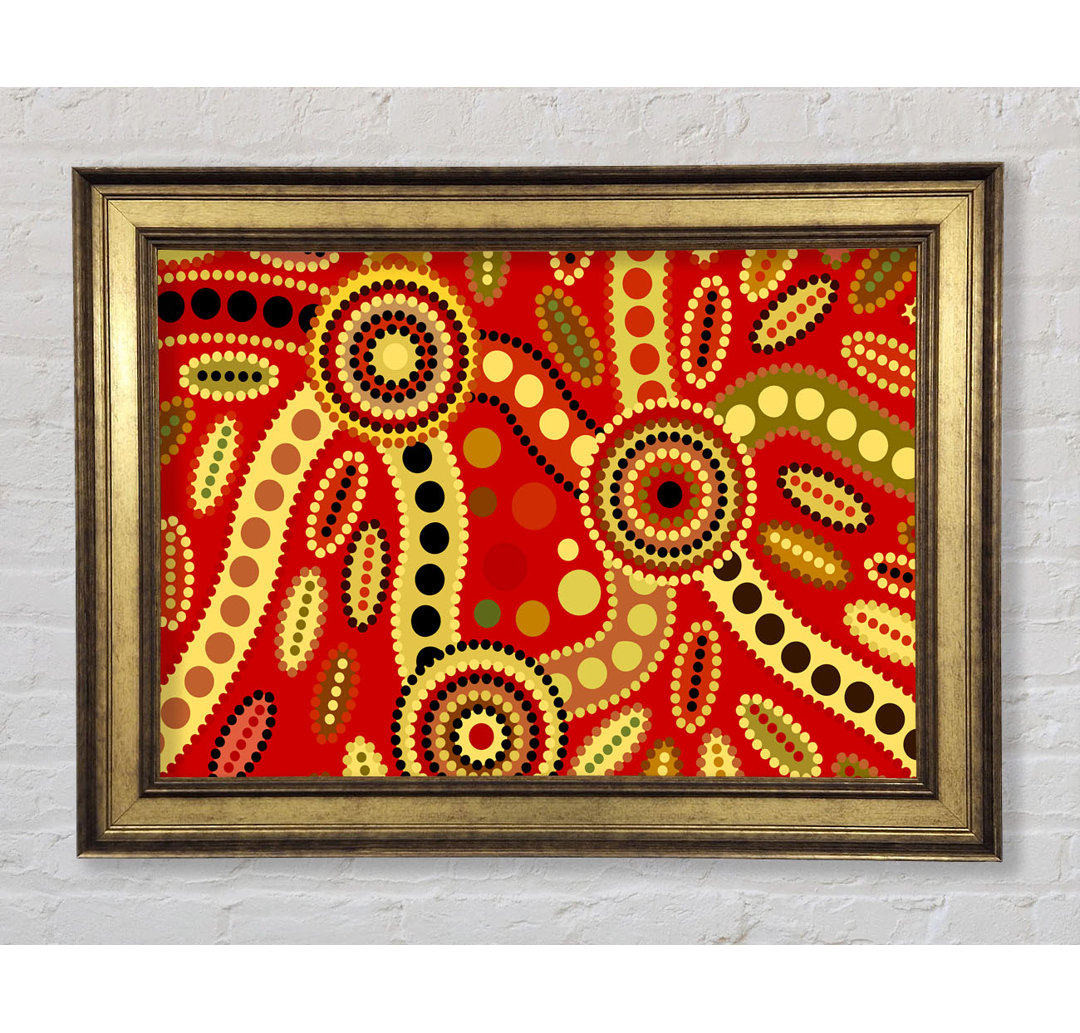 Aboriginal Red Tribal - Einzelner Bilderrahmen Kunstdrucke