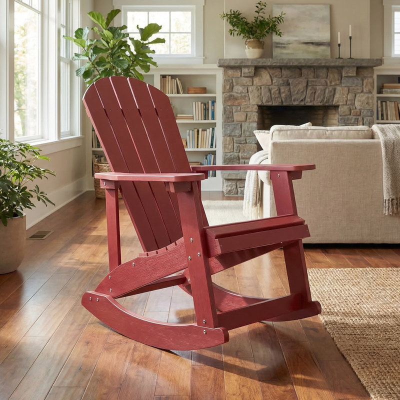 Attikus Outdoor Rocking Chair, All-Weather Patio Rocker Chair with Wide Armrests & High Backrest, Set of 1