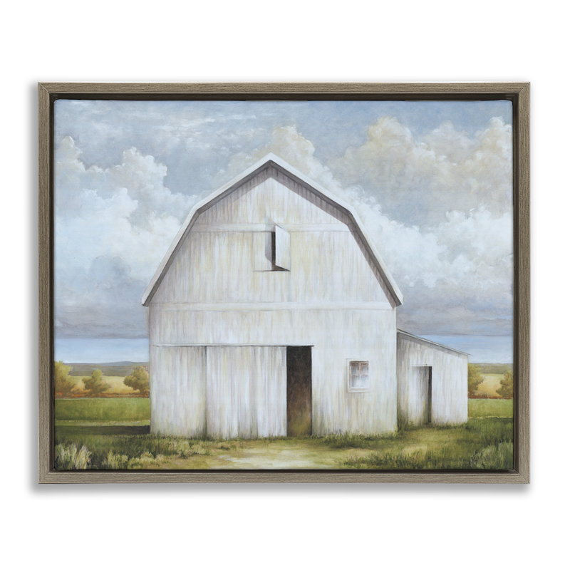 Toile flottante encadrée "White Barn with Clouds" par White Ladder, Cadre flottant orme Montalcino, H 25 po x l 31 po