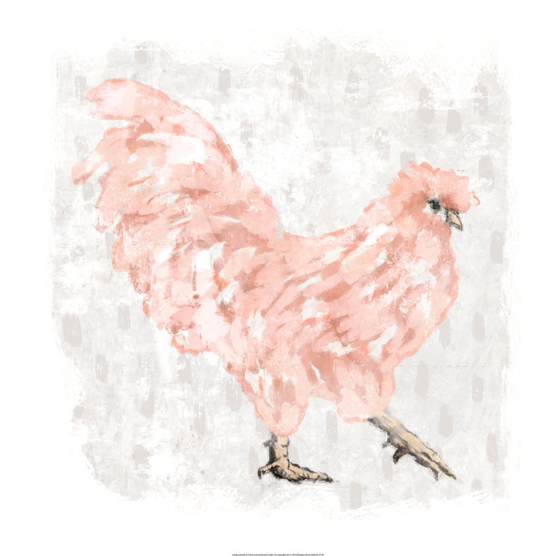 Poulet rose - imprimé, H 12 po x l 12 po