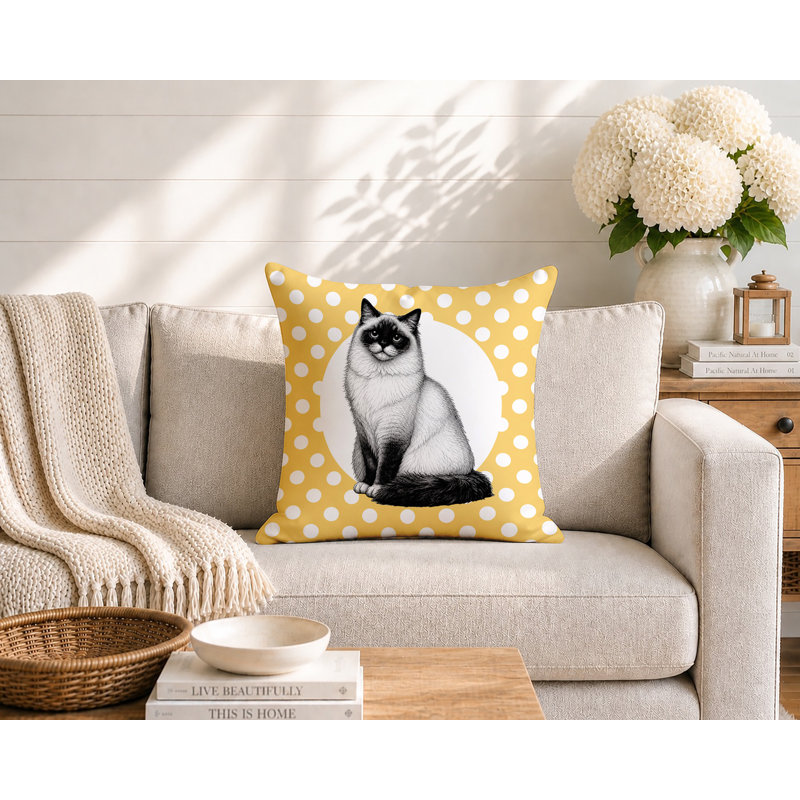 Oreiller réversible intérieur / extérieur Ragdoll Cat, 18x18, Yellow