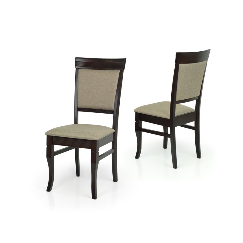 Chaise de salle à manger Charron, Beige foncé, Bois espresso