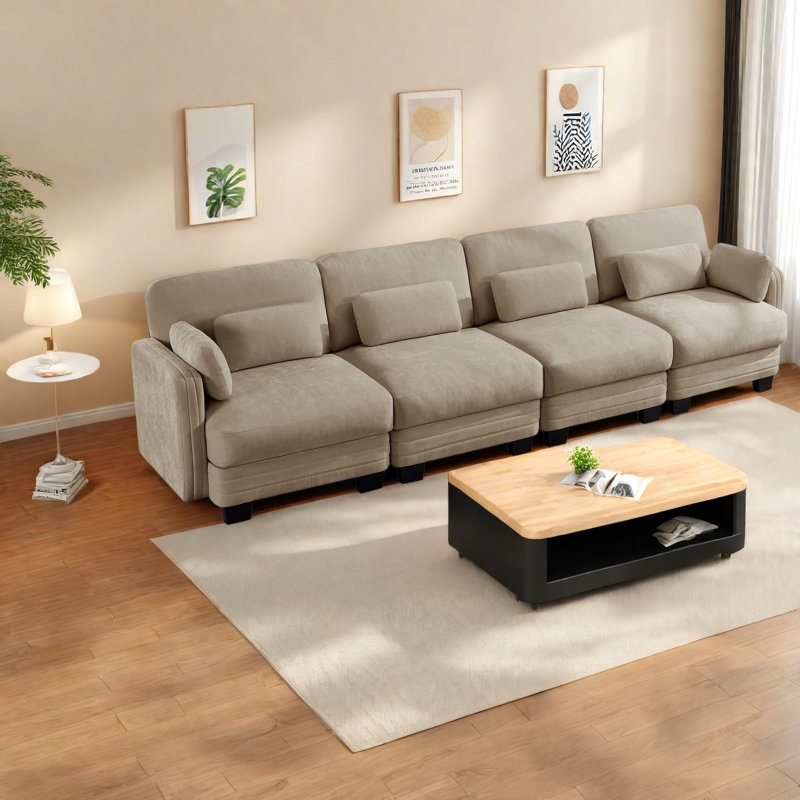 Canapé modulaire moderne en chenille Camel
