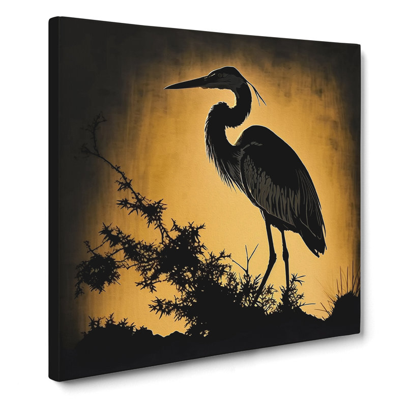 Heron Silhouette - Wrapped Canvas, 50cm H x 50cm W x 3cm D