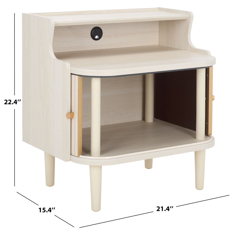 Table de chevet avec bahut Tameka, Blanc décoloré