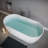 59" Freestanding Solid Surface Bathtub, Luxury Stone Resin Freestanding Soaking Bathtub With Overflow And Pop-Up Drain For Contemporary Bathroom, Glossy White