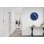 Horloge murale bleue en verre trempé géométrique, horloge d'art moderne, décoration murale élégante, maison et bureau