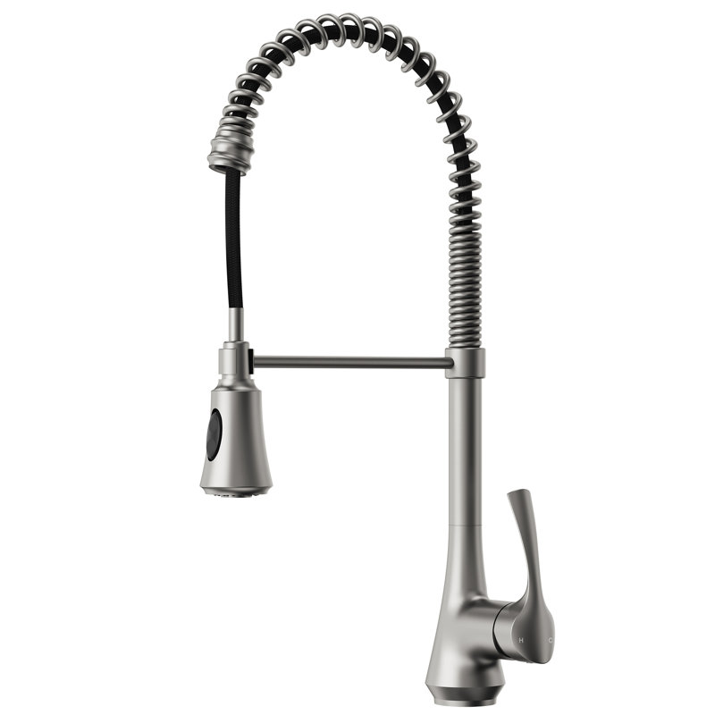 Commercial-Style 2-Function Pull-Down Single-Handle Kitchen Faucet, Stainless Steel