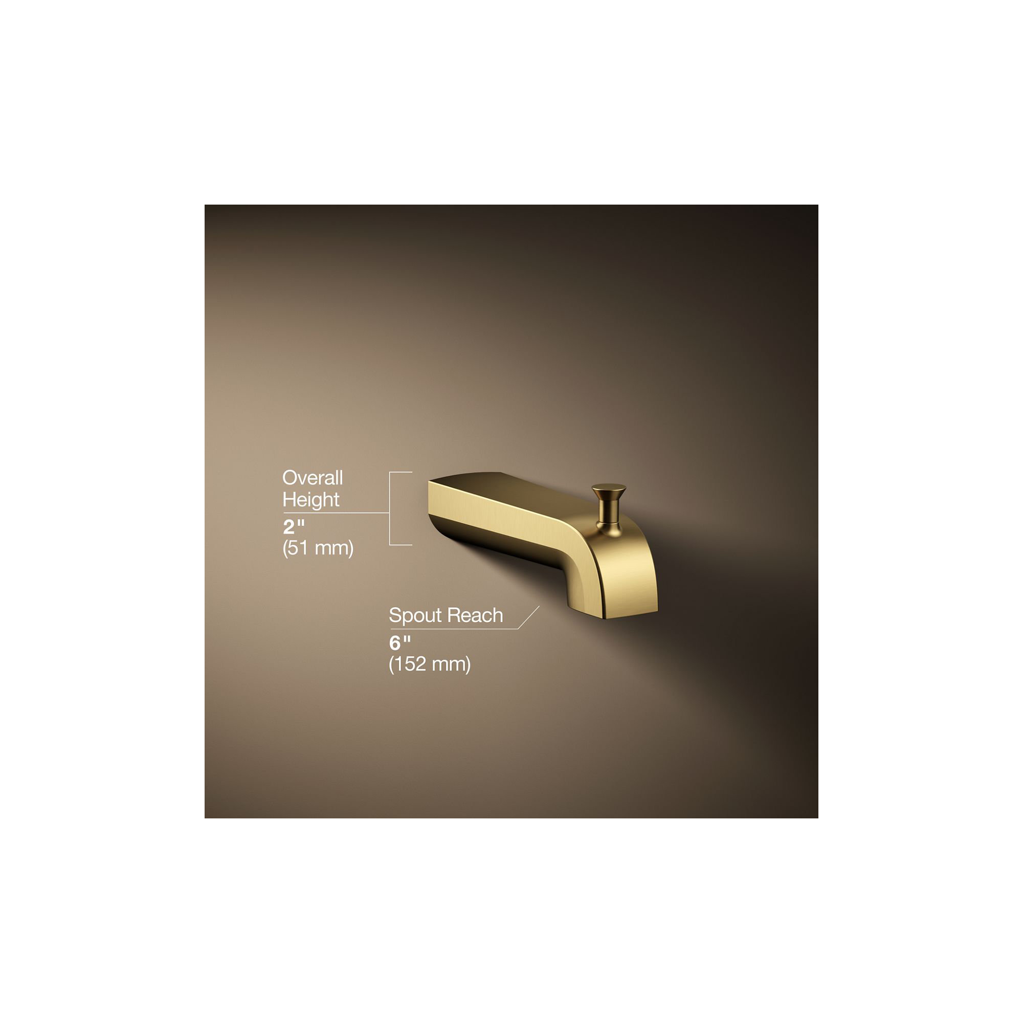 Pitch Wall-Mount Diverter Bath Spout, Vibrant Brushed Moderne Brass