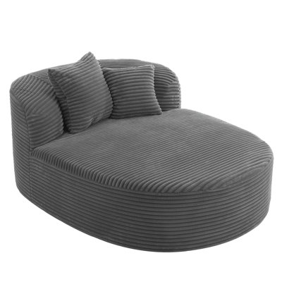 Canapé spacieux en velours côtelé, design moderne, gris, parfait pour le salon