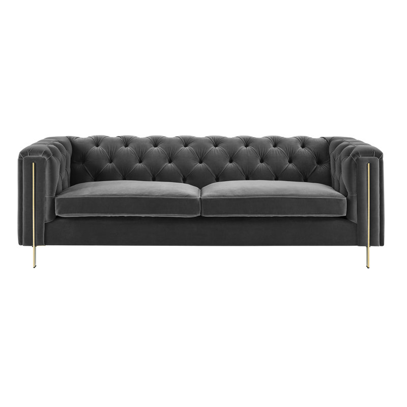 Maximiano 84'' Velvet Sofa, Gray