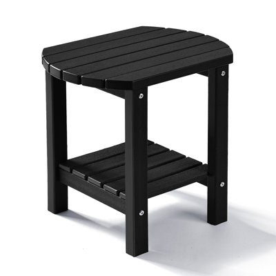 17 in. 2-Tier Oval HDPE Outdoor Side Table