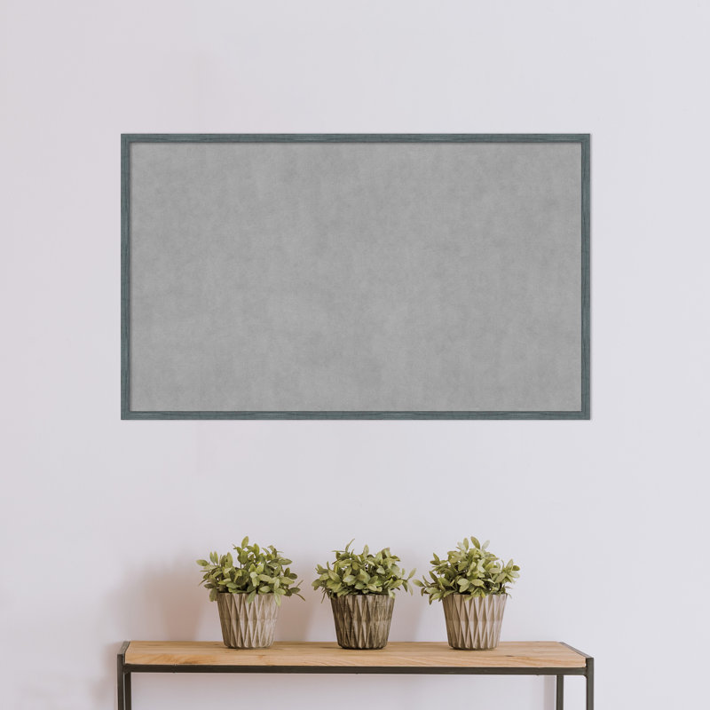 Tableau magnétique encadré étroit bleu-gris rustique, H 25 po x l 41 po