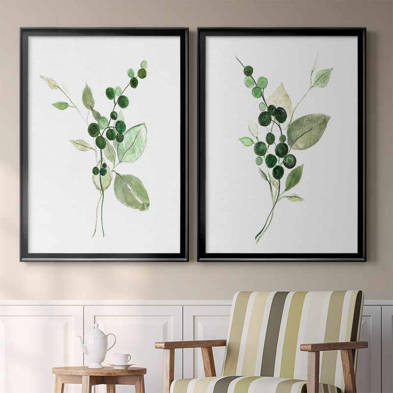 Brins vert I, toile encadrée de qualité supérieure, prête à être accrochée, H 30,5 po x l 45 po x P 1,25 po, Noir