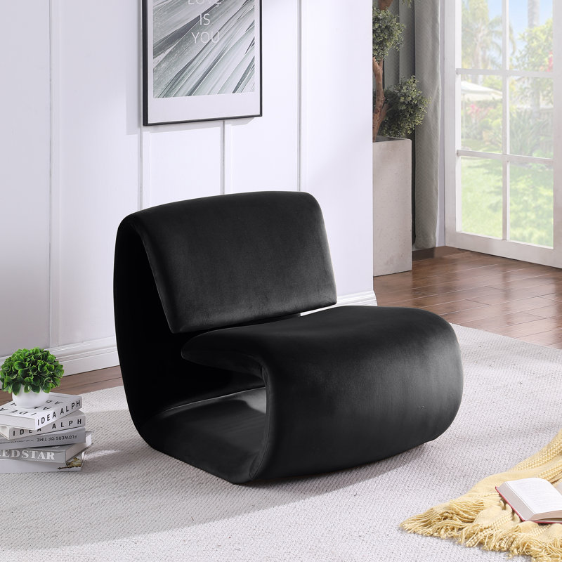 Fauteuil d'appoint en velours Koco, Velours noir
