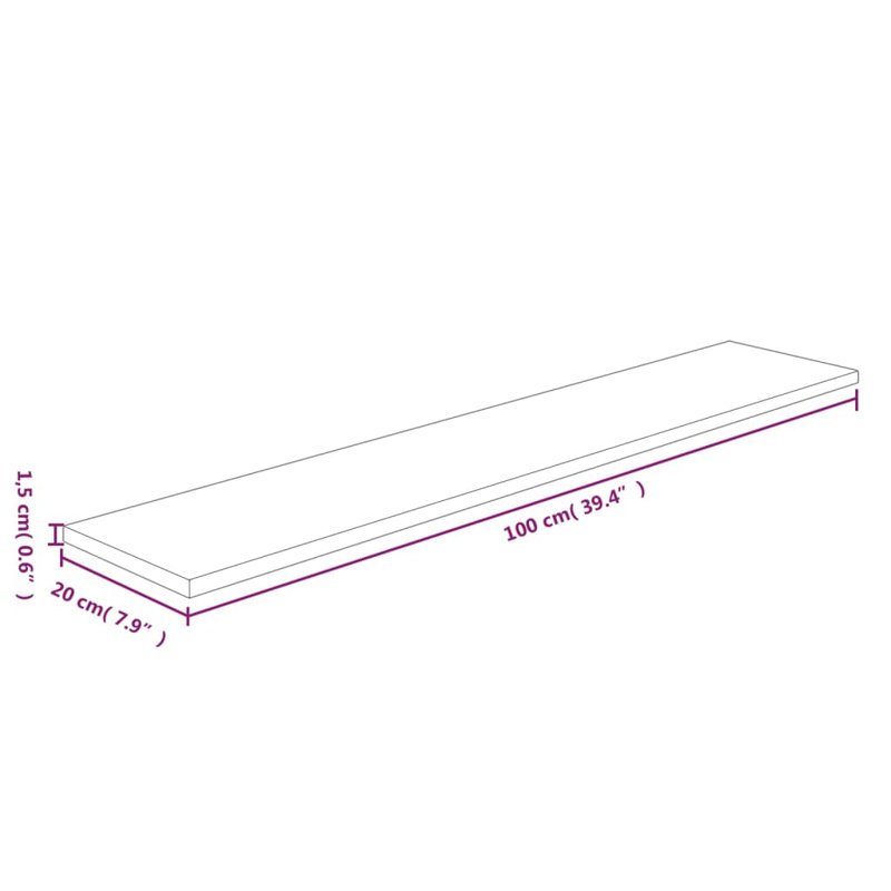 Kazuye Oak Solid Wood Floating Shelf, 1.5cm H x 100cm W x 20cm D