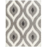 Braycen Geometric Machine Woven Polyester Area Rug in Gray/Beige