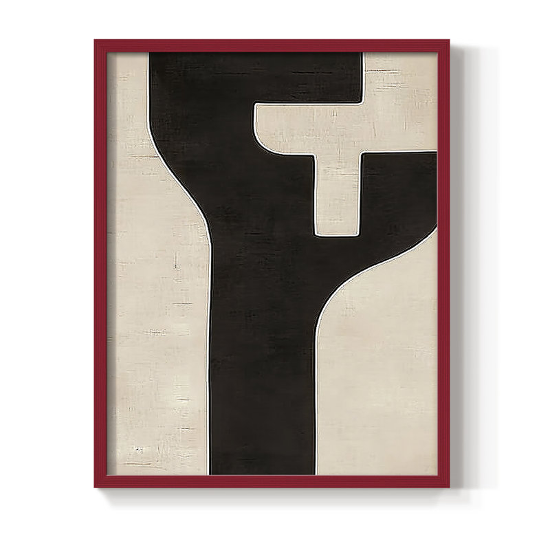 Abstrait, encadré, prêt à accrocher, H 29 po x l 23 po, Rouge