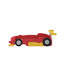 Lit plateforme en forme de voiture de course avec roues, structure de lit de voiture de course simple en bois avec tablettes de rangement et rails-1121096439