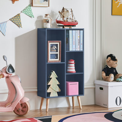Bibliothèque à 5 niveaux à 3 niveaux avec pieds, tablette de rangement mignonne, étagères en bois autoportantes, bibliothèques de présentation pour la chambre à coucher, le salon