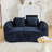 Compression Curved Dark Blue 2 Seat Sofas, Foam Spring Chenille, Modern Home