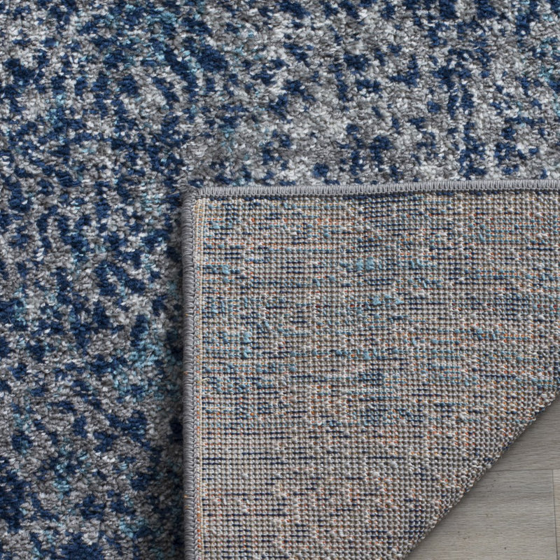 Tapis bleu marine / argenté Christa, Carré 12 pi