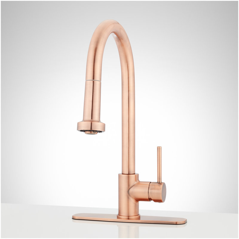 Ridgeway Pull-Down Kitchen Faucet with Deck Plate - Satin Copper, Satin Copper
