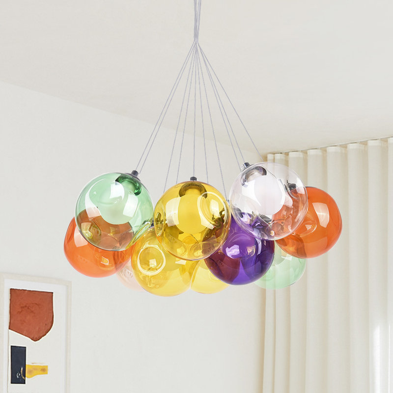 Cristelle 12-Light Bubble Globe Glass Chandelier Cluster Pendant