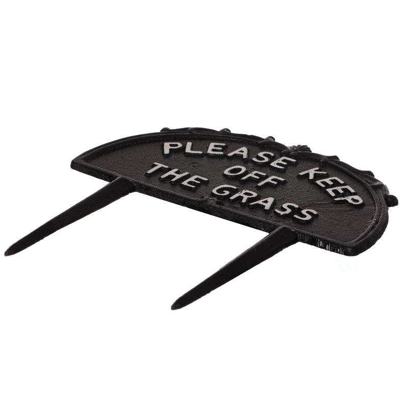 Black Decorative Cast Iron Please Keep Off Grass Yard Sign