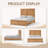 Farmhouse Natural Oak Bed Frame with Plank Headboard, Solid Wood & Engineered Wood Construction-317156560
