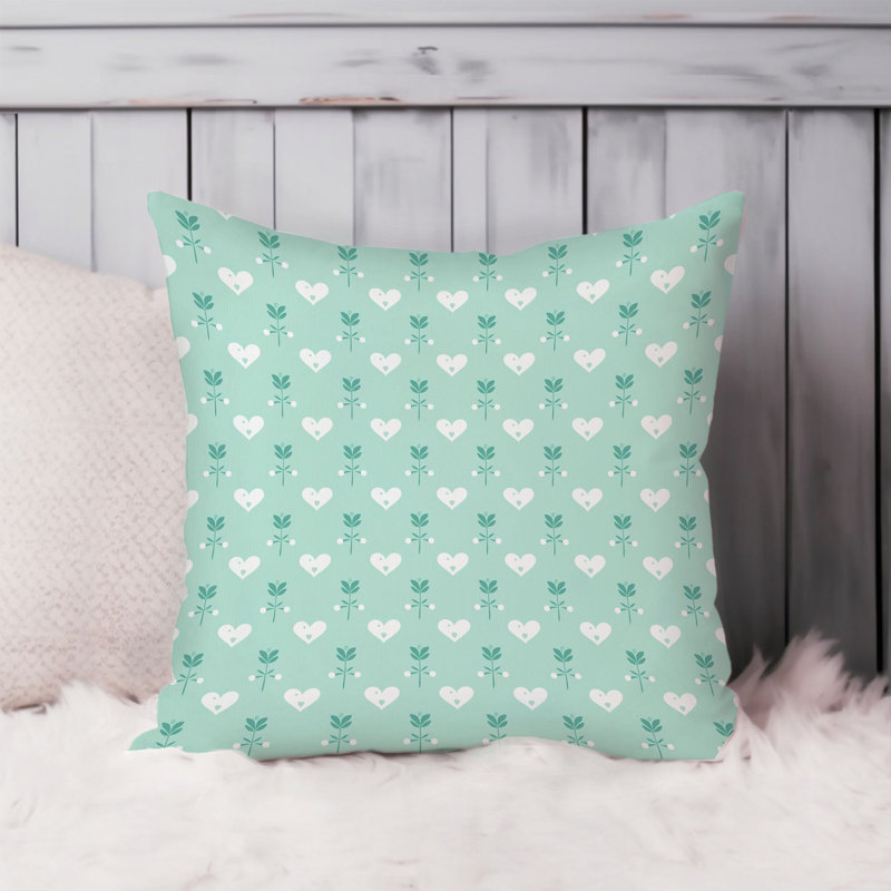 Abstract Mint Pattern XV Heart Patterns Modern, 20"H x 20"W