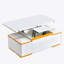 Table basse à plateau relevable avec tabourets de rangement, table centrale moderne avec plateau pliable, table basse réglable multifonctionnelle pour le salon