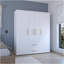 Garde-robe, armoire de luxe avec plusieurs options de rangement et détails métalliques, blanc-1075236376