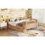 Lit plateforme double en bois pleine grandeur avec tiroirs de rangement, conception moderne de profil bas de sécurité pour chambre d'enfant ou lit de jour, finition naturelle