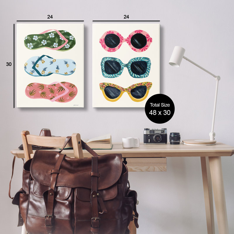  Ensemble de 2 reproductions d'art sur toile Beach Ready, H 30 po x l 24 po