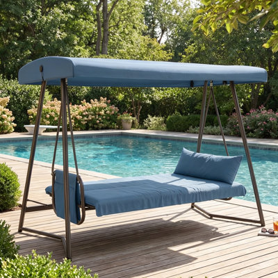 3-In-1 Hanging Patio Swing Bed With Adjustable Canopy